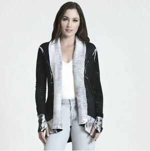 Blanc Noir Black and Gray Cardigan S